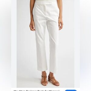 $595 Max Mara Women's White Folgore Slim-Fit Cotton-Blend Ankle Pants Size 6